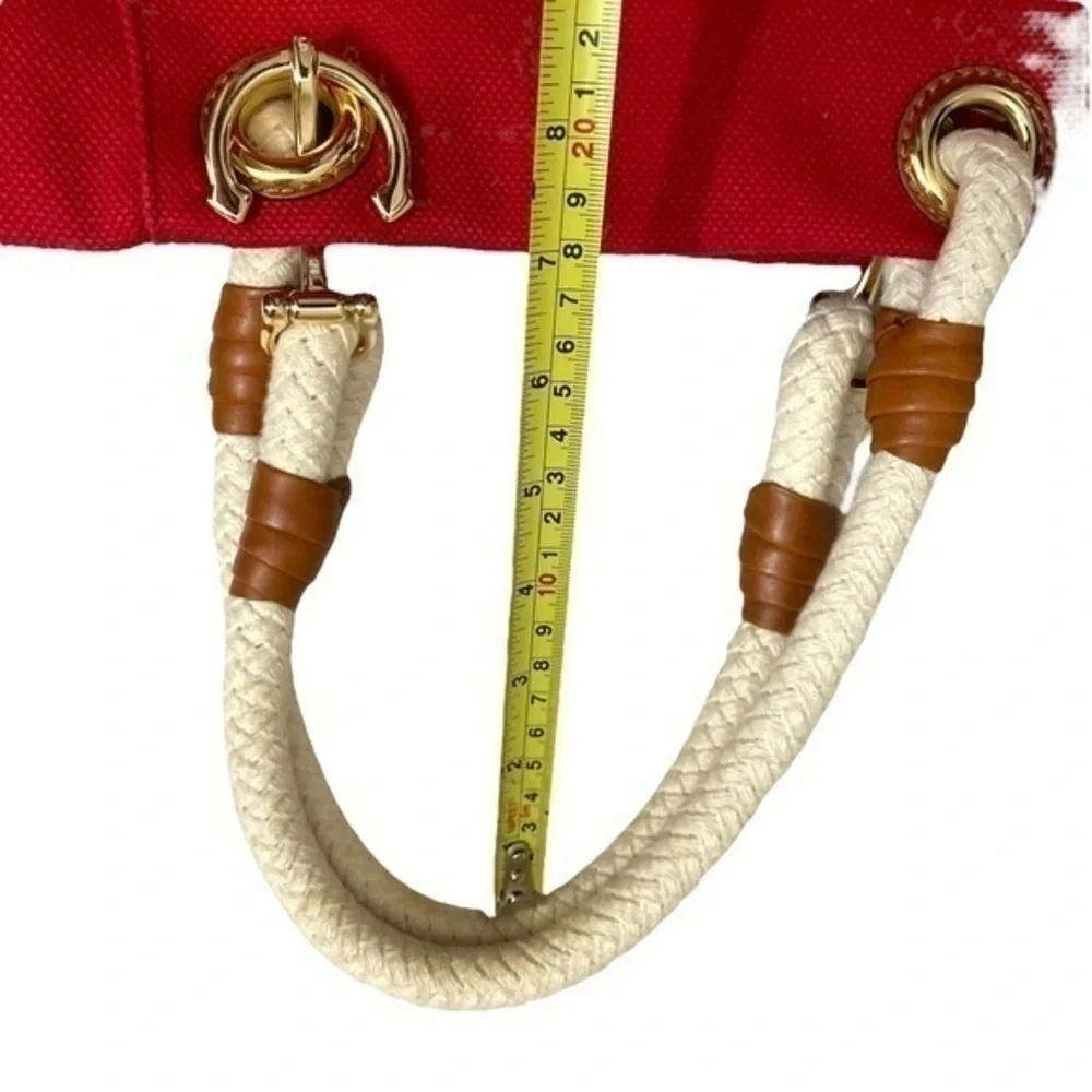 Michael kors red canvas sailing anchor tote bag